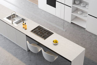 Crema marmer steenlook interieurfolie toegepast in interieur