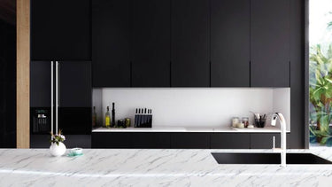 Polished White marmer steenlook interieurfolie toegepast in interieur