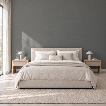 Obsidian matte interieurfolie als accentwand in slaapkamer